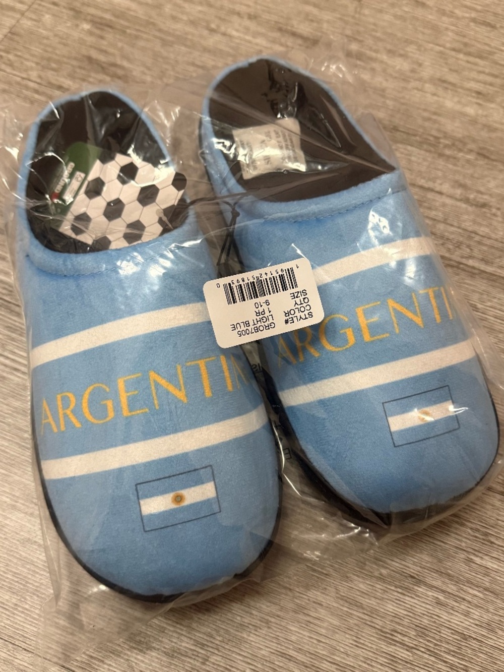 Ground Up Argentina Soccer Football FIFA World Cup Slippers Men's Sz 9-10
